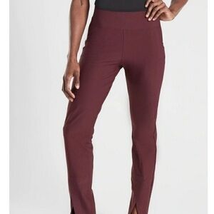 Athleta Interstellar Tight Pants With Front Slits Maroon Size 4